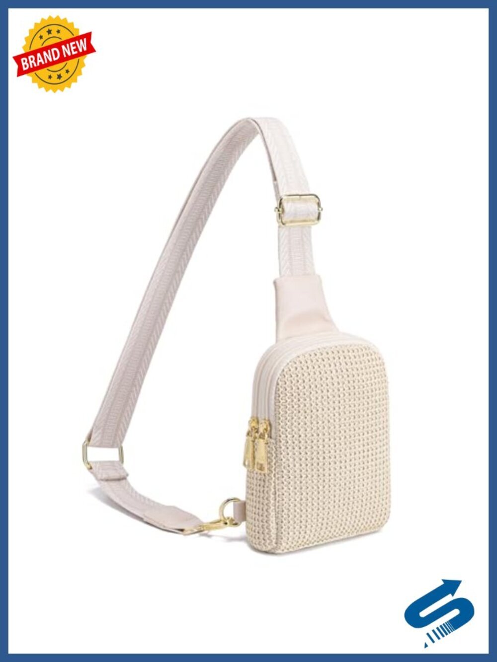Faux Straw Crossbody Bag Lightweight Summer Beach Sling Purse